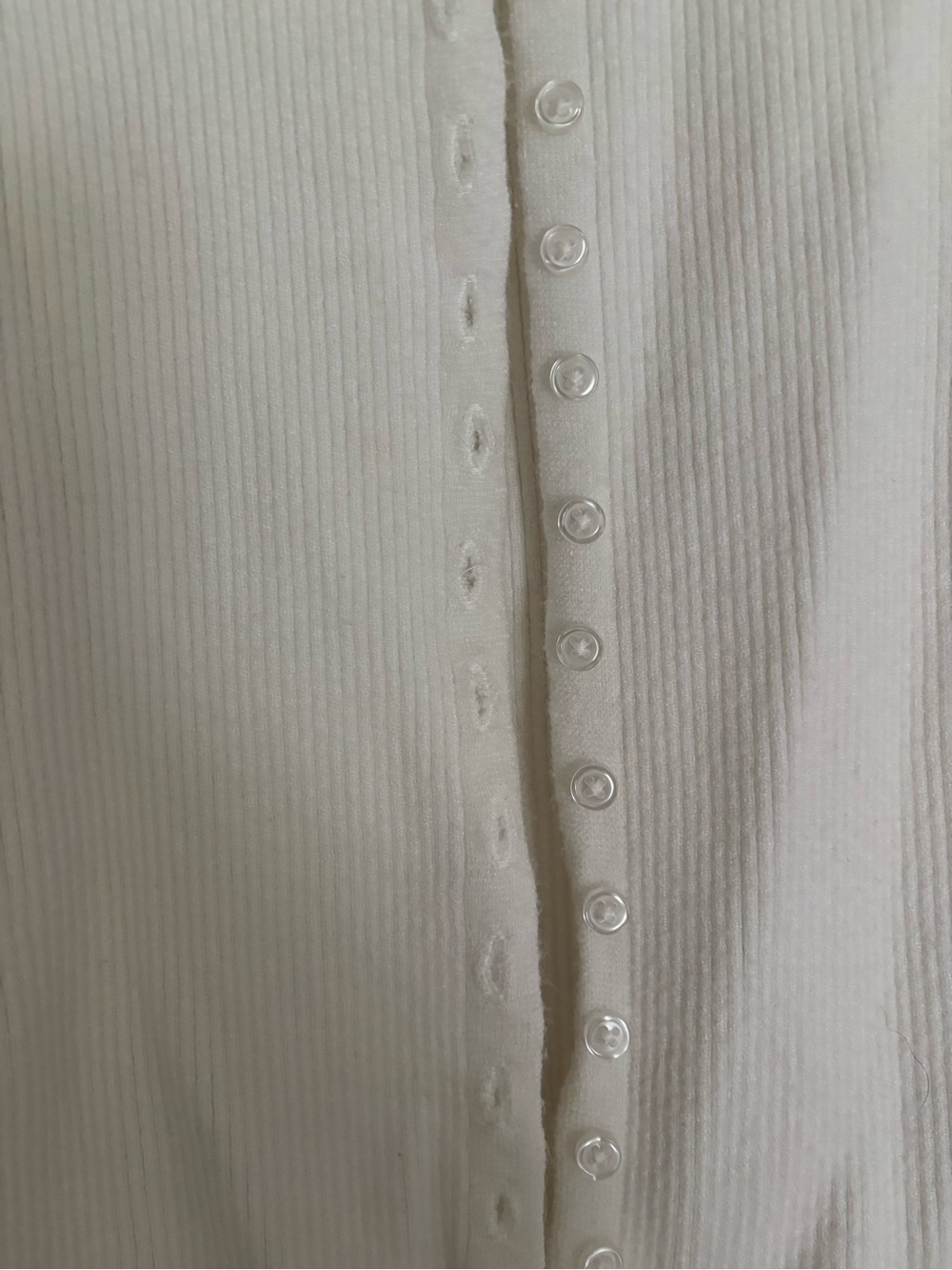 White Ribbed Long-Sleeve Button Front Top - Picture 2 of 3